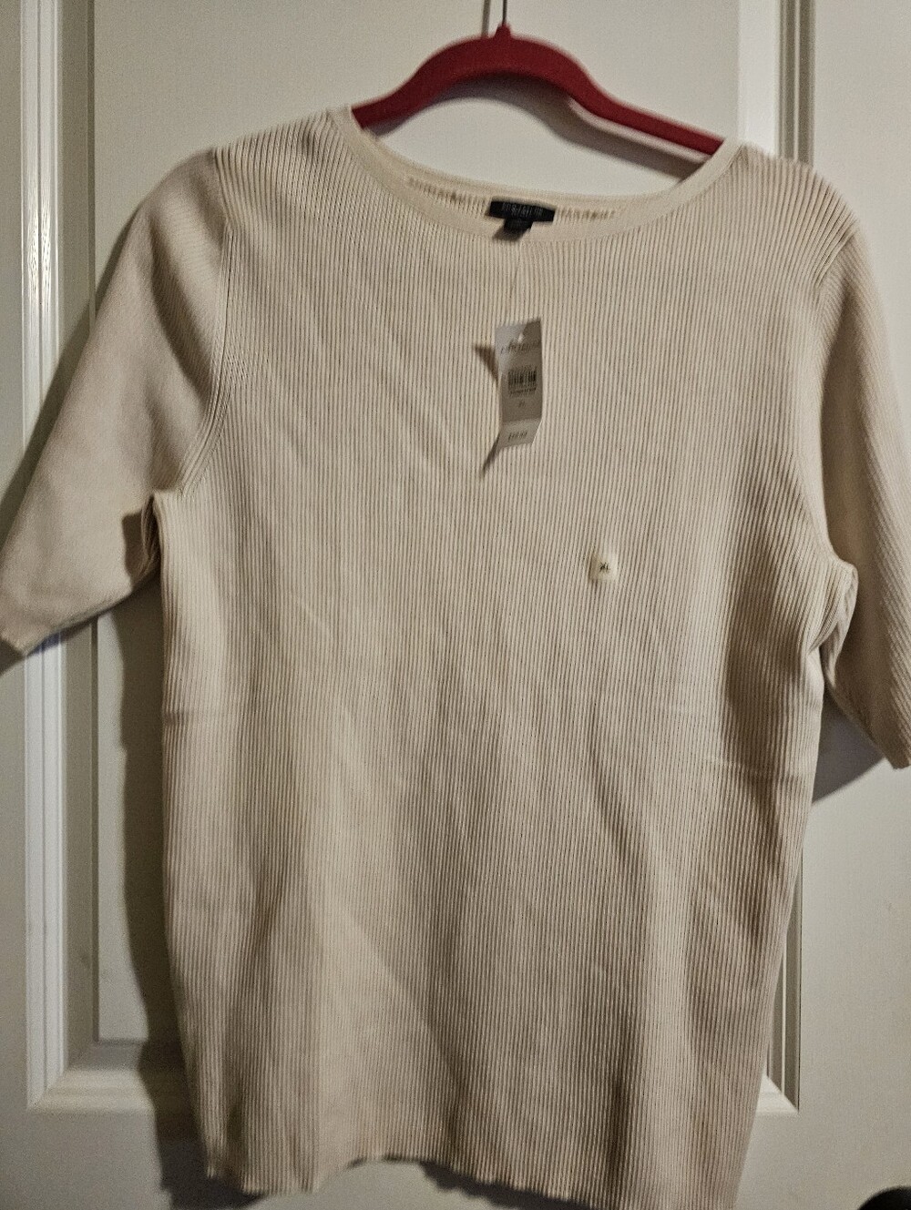 Ann Taylor Cream Ribbed Short Sleeve Kids Tee